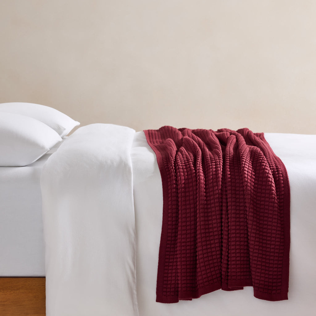 Grid Knit Cotton Throw Blanket - Last Call