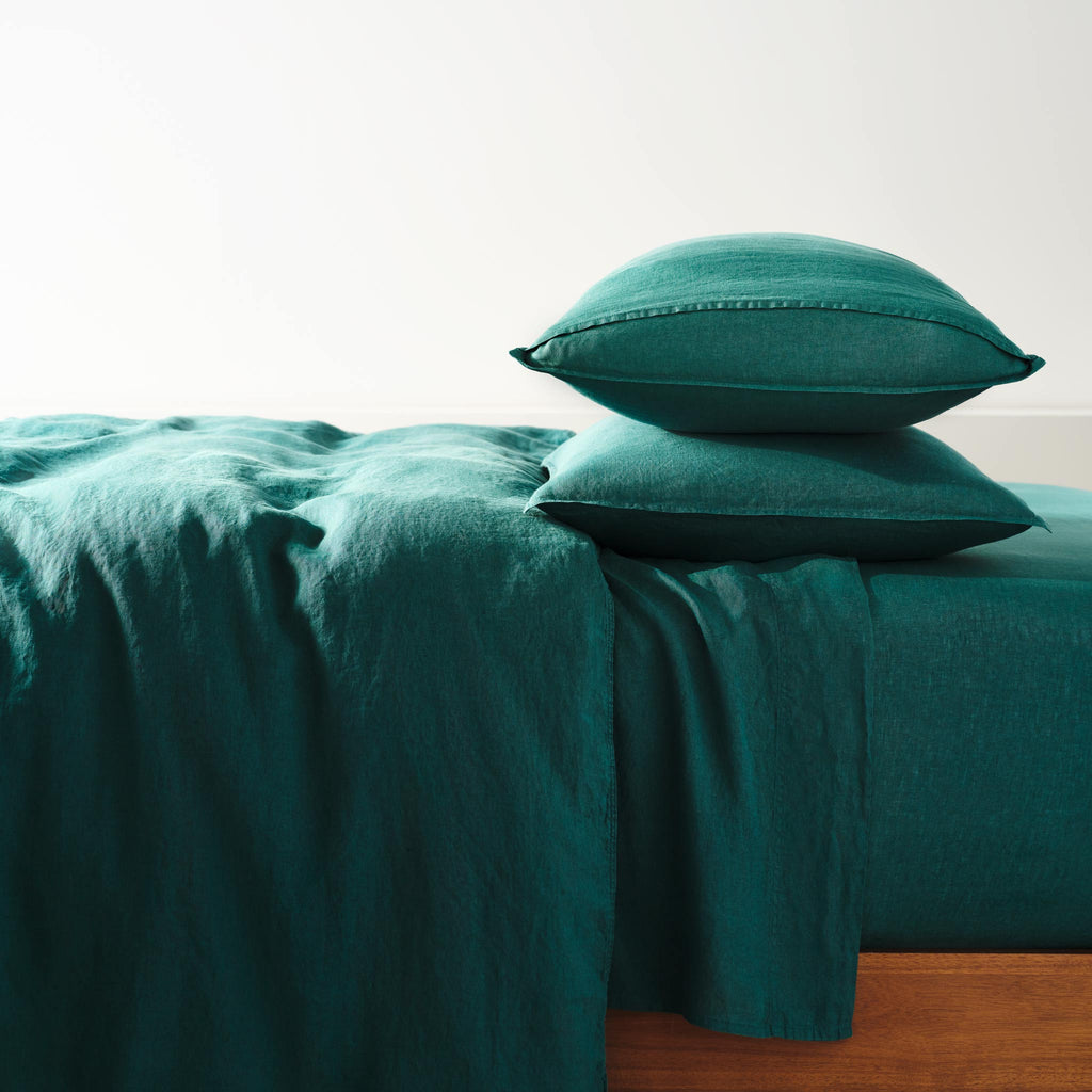 Set of 2 Washed European Linen Core Sheet Set Bundle