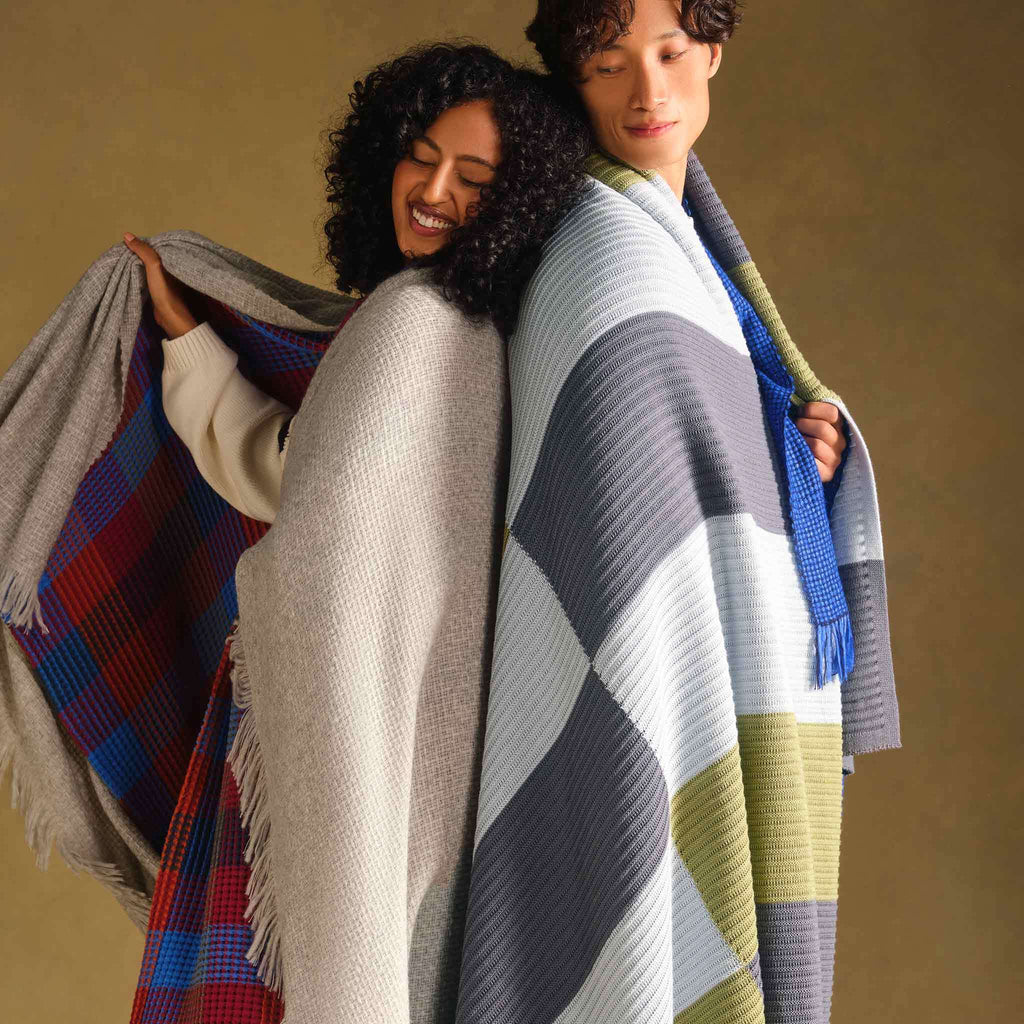 Colorblock Rib Knit Throw Blanket - Last Call