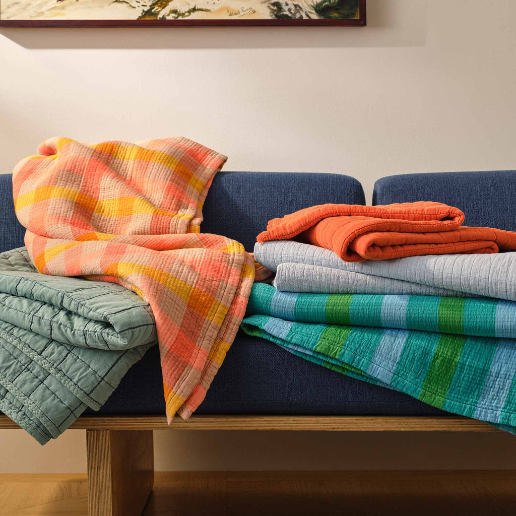 Sunwashed Check Bed Blanket